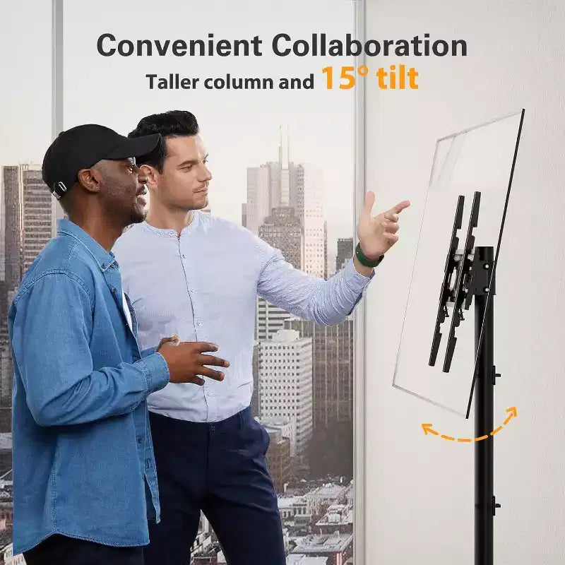 Support TV à roulettes Perlegear pour téléviseurs de 23 à 60 pouces, supporte jusqu'à 40 kg, réglable en hauteur, chariot inclinable avec roues verrouillables, VESA max 400x400mm