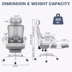 Chaise de bureau Acekool en maille avec repose-pieds, chaise de bureau ergonomique avec support lombaire, chaise d'ordinateur de direction réglable avec roulettes (plusieurs couleurs)