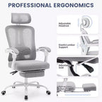 Chaise de bureau Acekool en maille avec repose-pieds, chaise de bureau ergonomique avec support lombaire, chaise d'ordinateur de direction réglable avec roulettes (plusieurs couleurs)