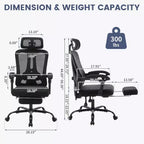 Chaise de bureau Acekool en maille avec repose-pieds, chaise de bureau ergonomique avec support lombaire, chaise d'ordinateur de direction réglable avec roulettes (plusieurs couleurs)
