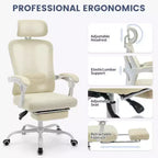 Chaise de bureau Acekool en maille avec repose-pieds, chaise de bureau ergonomique avec support lombaire, chaise d'ordinateur de direction réglable avec roulettes (plusieurs couleurs)