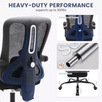 Chaise de bureau Acekool en maille avec repose-pieds, chaise de bureau ergonomique avec support lombaire, chaise d'ordinateur de direction réglable avec roulettes (plusieurs couleurs)