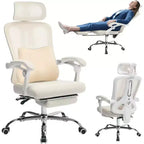 Chaise de bureau Acekool en maille avec repose-pieds, chaise de bureau ergonomique avec support lombaire, chaise d'ordinateur de direction réglable avec roulettes (plusieurs couleurs)