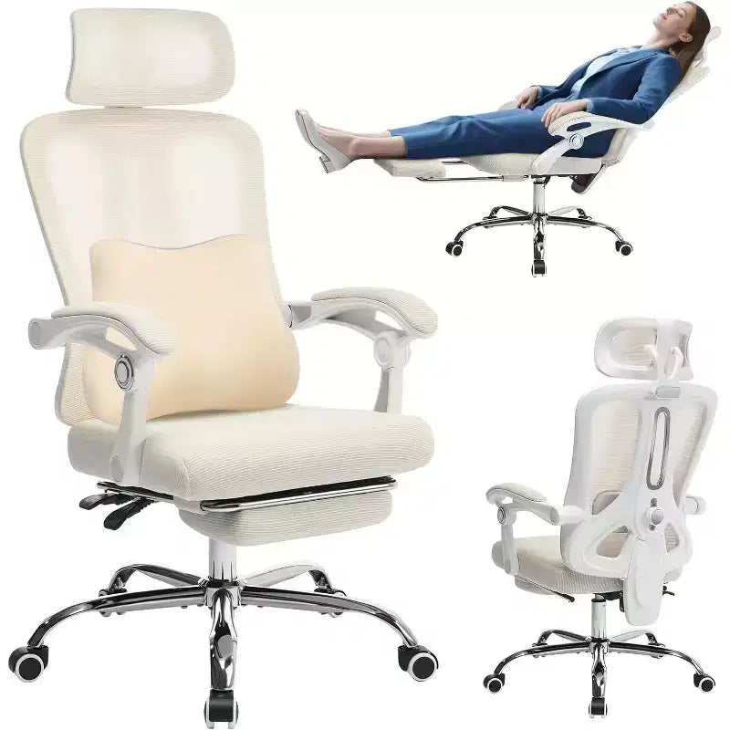 Chaise de bureau Acekool en maille avec repose-pieds, chaise de bureau ergonomique avec support lombaire, chaise d'ordinateur de direction réglable avec roulettes (plusieurs couleurs)