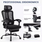 Chaise de bureau Acekool en maille avec repose-pieds, chaise de bureau ergonomique avec support lombaire, chaise d'ordinateur de direction réglable avec roulettes (plusieurs couleurs)