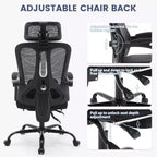 Chaise de bureau Acekool en maille avec repose-pieds, chaise de bureau ergonomique avec support lombaire, chaise d'ordinateur de direction réglable avec roulettes (plusieurs couleurs)