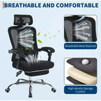 Chaise de bureau Acekool en maille avec repose-pieds, chaise de bureau ergonomique avec support lombaire, chaise d'ordinateur de direction réglable avec roulettes (plusieurs couleurs)