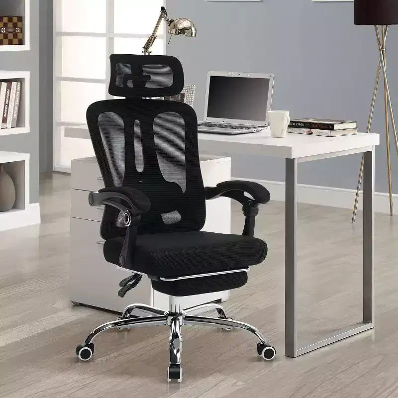 Chaise de bureau Acekool en maille avec repose-pieds, chaise de bureau ergonomique avec support lombaire, chaise d'ordinateur de direction réglable avec roulettes (plusieurs couleurs)