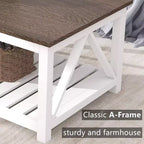 Table basse de salon rustique et vintage Summit Adventure 40 avec étagère - Blanc