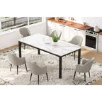 Table à manger industrielle pour 6-8 personnes, longue table de cuisine rectangulaire en bois avec pieds en métal, coins arrondis, bureau d'écriture