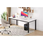 Table à manger industrielle pour 6-8 personnes, longue table de cuisine rectangulaire en bois avec pieds en métal, coins arrondis, bureau d'écriture