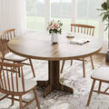 Acekool 47 Round Dining Table for 4-6 - Wooden Family Kitchen Table with Adjustable Feet