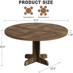 Acekool Table à manger ronde 47" pour 4-6 personnes - Table de cuisine familiale en bois avec pieds réglables