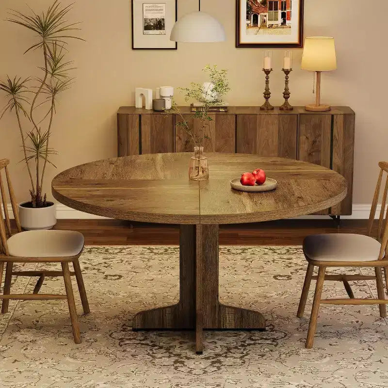 Acekool Table à manger ronde 47" pour 4-6 personnes - Table de cuisine familiale en bois avec pieds réglables