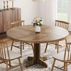 Acekool Table à manger ronde 47" pour 4-6 personnes - Table de cuisine familiale en bois avec pieds réglables