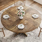 Acekool Table à manger ronde 47" pour 4-6 personnes - Table de cuisine familiale en bois avec pieds réglables