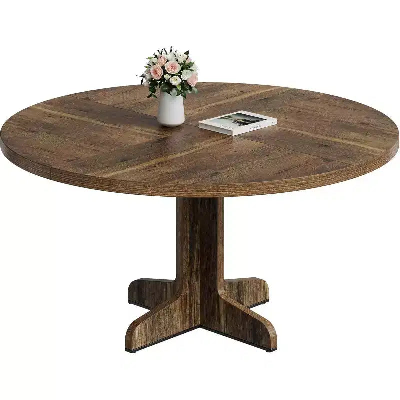 Acekool Table à manger ronde 47" pour 4-6 personnes - Table de cuisine familiale en bois avec pieds réglables
