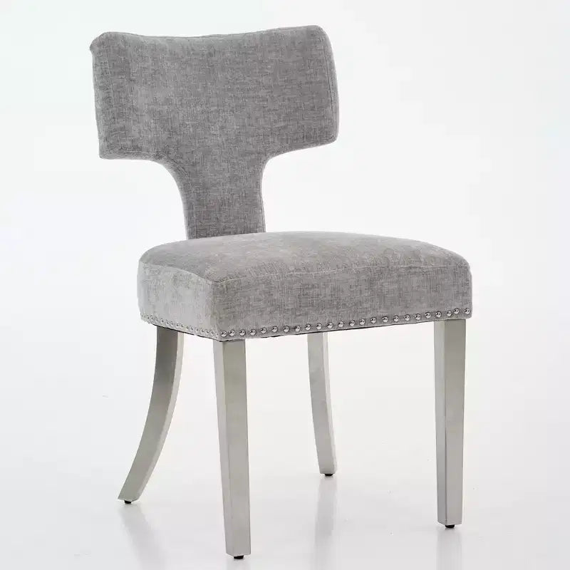CLIHOME Lot de 2 chaises de salle à manger modernes du milieu du siècle, chaise d'appoint rembourrée en tissu chenille de style ferme, dossier incurvé