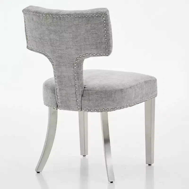 CLIHOME Lot de 2 chaises de salle à manger modernes du milieu du siècle, chaise d'appoint rembourrée en tissu chenille de style ferme, dossier incurvé