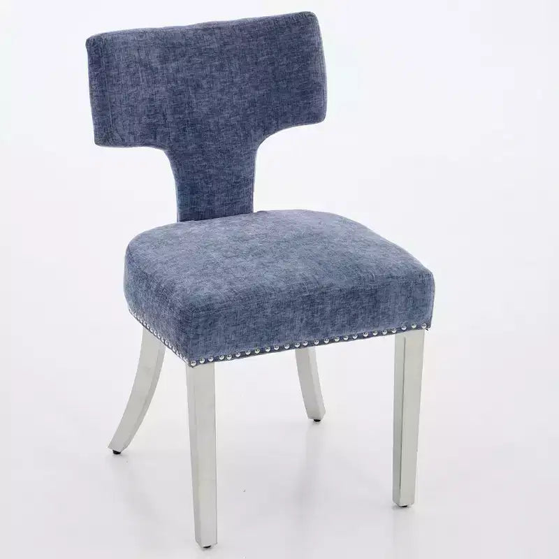 CLIHOME Lot de 2 chaises de salle à manger modernes du milieu du siècle, chaise d'appoint rembourrée en tissu chenille de style ferme, dossier incurvé