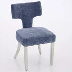 CLIHOME Lot de 2 chaises de salle à manger modernes du milieu du siècle, chaise d'appoint rembourrée en tissu chenille de style ferme, dossier incurvé