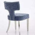 CLIHOME Lot de 2 chaises de salle à manger modernes du milieu du siècle, chaise d'appoint rembourrée en tissu chenille de style ferme, dossier incurvé