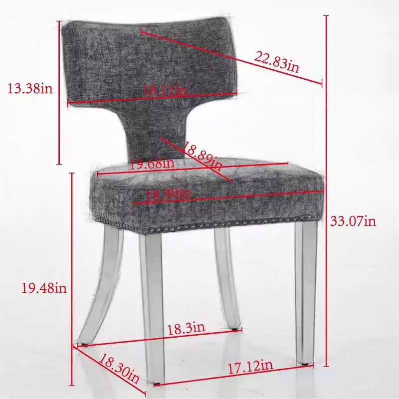 CLIHOME Lot de 2 chaises de salle à manger modernes du milieu du siècle, chaise d'appoint rembourrée en tissu chenille de style ferme, dossier incurvé