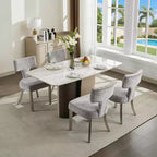 CLIHOME Lot de 2 chaises de salle à manger modernes du milieu du siècle, chaise d'appoint rembourrée en tissu chenille de style ferme, dossier incurvé