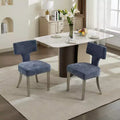 CLIHOME Set of 2 Mid Century Modern Dining Chairs, Farmhouse Chenille Fabric Upholstered Accent Chair Curved Backrest