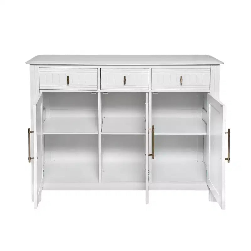 Christopher Knight Home Chasca Armoire de rangement moderne en bois d'acacia 48 po avec 3 portes, 3 tiroirs et étagères réglables