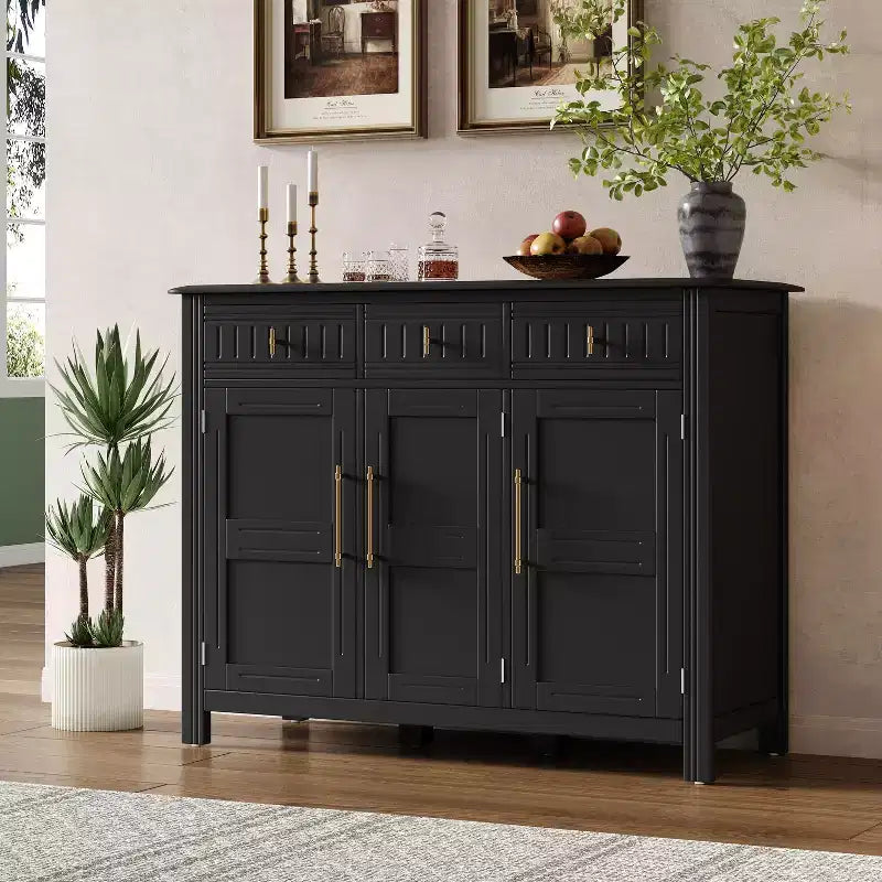 Christopher Knight Home Chasca Armoire de rangement moderne en bois d'acacia 48 po avec 3 portes, 3 tiroirs et étagères réglables