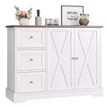 GustoWave 42 Farmhouse Buffet Cabinet with Storage, Coffee Bar Cabinet with 3 Drawers, Sideboard for Kitchen Dining Living Room, White