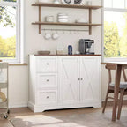 GustoWave 42 Meuble buffet de ferme avec rangement, meuble de bar à café avec 3 tiroirs, buffet pour cuisine, salle à manger, salon, blanc