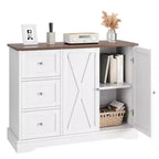 GustoWave 42 Meuble buffet de ferme avec rangement, meuble de bar à café avec 3 tiroirs, buffet pour cuisine, salle à manger, salon, blanc