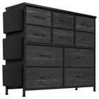 GustoWave Dresser for Bedroom, 10 Drawers Fabric Storage Drawer, Dressers & Chest of Drawers with Side Pockets, Hooks, Wood Tabletop