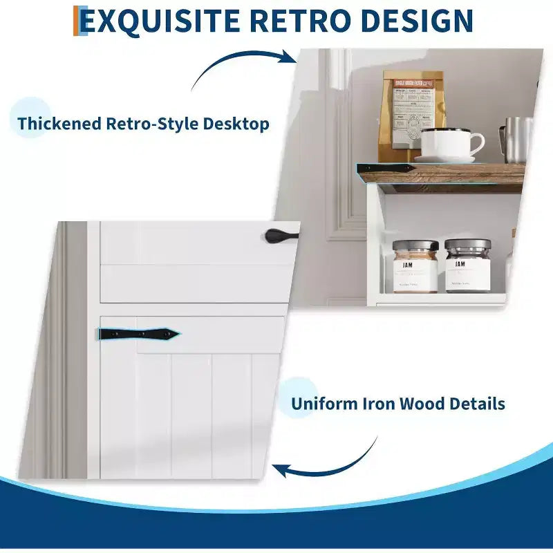 Meuble de salle de bain autoportant de style ferme avec portes et tiroirs, solution de rangement multi-pièces pour la salle de bain, la buanderie et la chambre à coucher