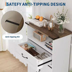 Meuble de salle de bain autoportant de style ferme avec portes et tiroirs, solution de rangement multi-pièces pour la salle de bain, la buanderie et la chambre à coucher