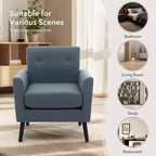 Fauteuil d'appoint en tissu GustoWave mi-siècle avec pieds en bois massif, fauteuil de salon rétro moderne avec assise plus épaisse pour le salon
