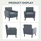 Fauteuil d'appoint en tissu GustoWave mi-siècle avec pieds en bois massif, fauteuil de salon rétro moderne avec assise plus épaisse pour le salon