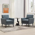 Fauteuil d'appoint en tissu GustoWave mi-siècle avec pieds en bois massif, fauteuil de salon rétro moderne avec assise plus épaisse pour le salon