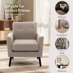 Fauteuil d'appoint en tissu GustoWave mi-siècle avec pieds en bois massif, fauteuil de salon rétro moderne avec assise plus épaisse pour le salon