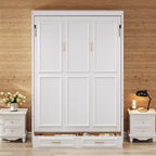 Lit escamotable pleine grandeur minimaliste Whisen avec 2 tiroirs - Beige