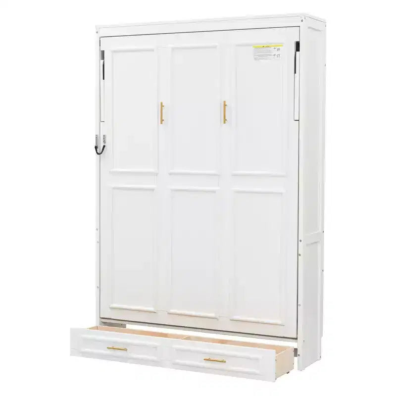 Lit escamotable pleine grandeur minimaliste Whisen avec 2 tiroirs - Beige