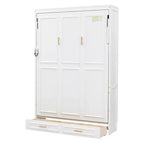 Lit escamotable pleine grandeur minimaliste Whisen avec 2 tiroirs - Beige