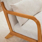Zeus & Ruta Fauteuil d'appoint rembourré de style moderne du milieu du siècle avec oreiller et cadre en bois massif