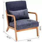 Zeus & Ruta Fauteuil d'appoint rembourré de style moderne du milieu du siècle avec oreiller et cadre en bois massif