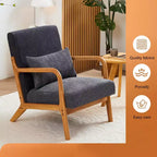Zeus & Ruta Fauteuil d'appoint rembourré de style moderne du milieu du siècle avec oreiller et cadre en bois massif