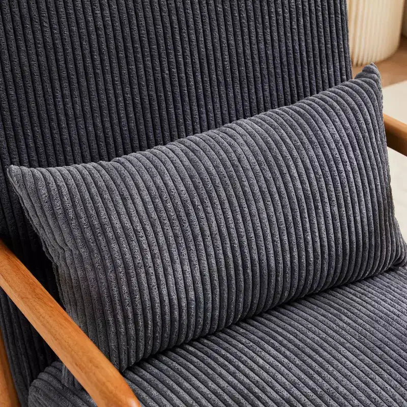 Zeus & Ruta Fauteuil d'appoint rembourré de style moderne du milieu du siècle avec oreiller et cadre en bois massif