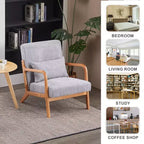 Zeus & Ruta Fauteuil d'appoint rembourré de style moderne du milieu du siècle avec oreiller et cadre en bois massif
