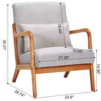 Zeus & Ruta Fauteuil d'appoint rembourré de style moderne du milieu du siècle avec oreiller et cadre en bois massif